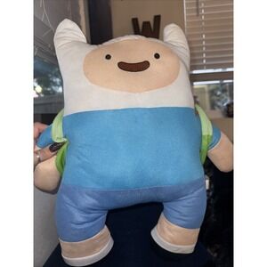 Cartoon Network Adventure‎ Time Plush Finn Stuffed Pillow White Blue Green 20"